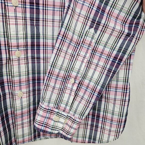 Brooks Brothers Button Down Long Sleeve Shirt Men's Size Medium Plaid Pink Blue - Picture 5 of 14